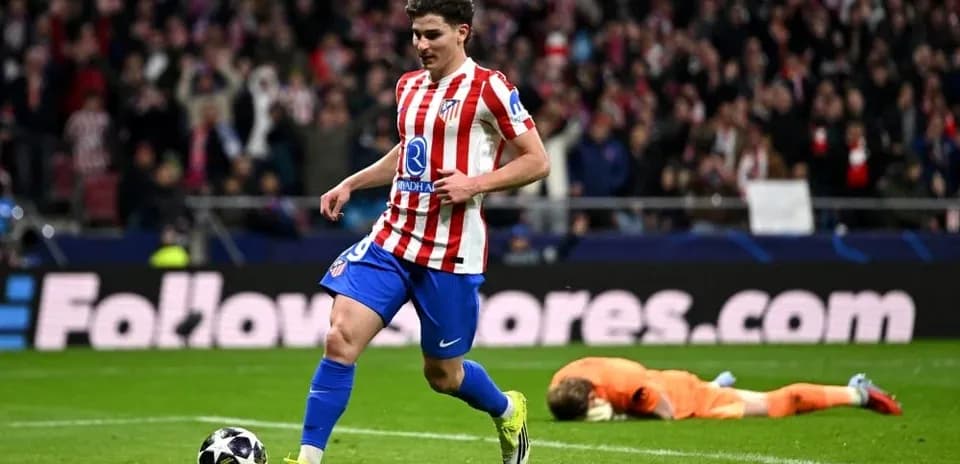 Atletico Madrid player celebrating a goal during match