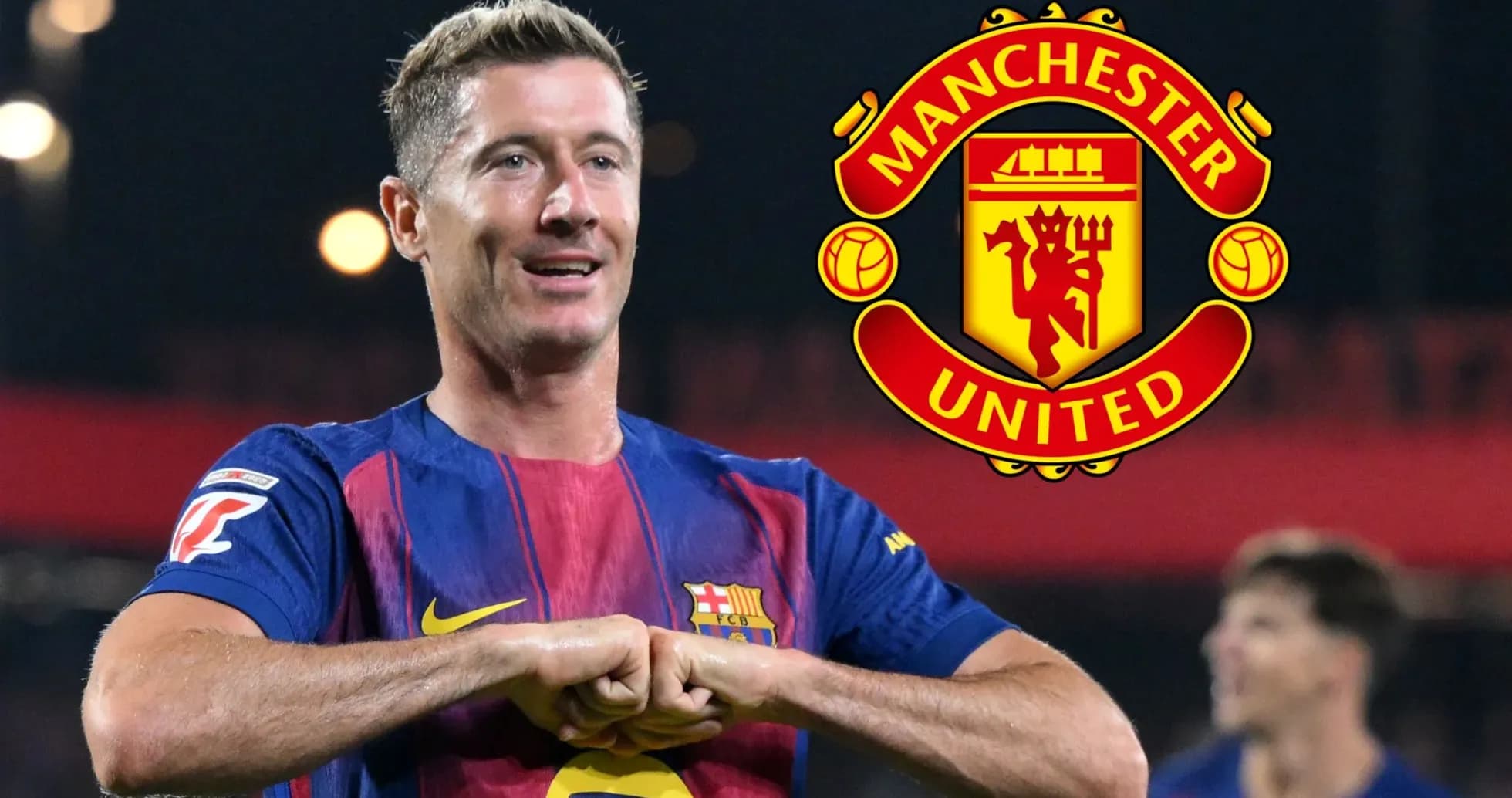 Player celebrating with Barcelona jersey on pitch