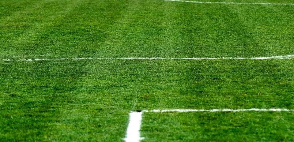 Close-up of a well-maintained football pitch