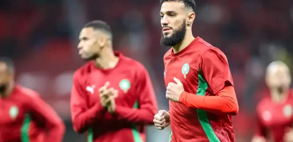 Morocco players warming up before the match