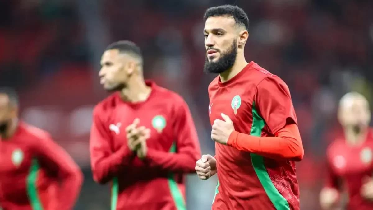 Morocco players warming up before the match