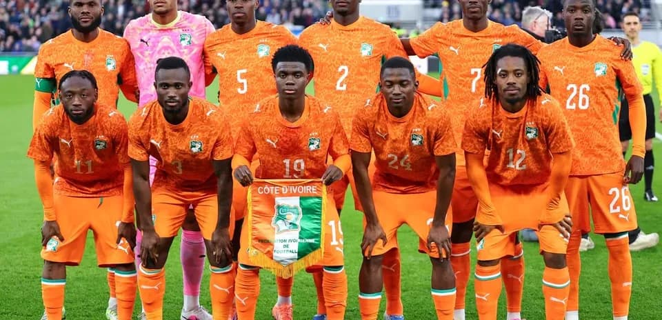 Ivory Coast national team posing for a photo
