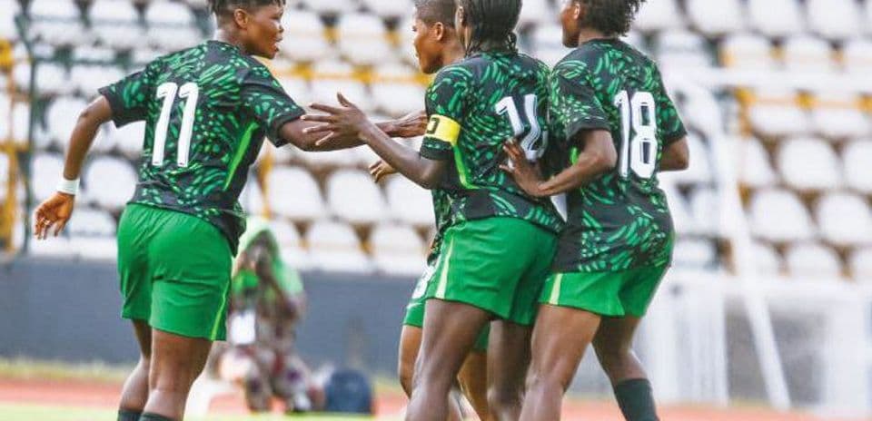Players celebrating together on the field