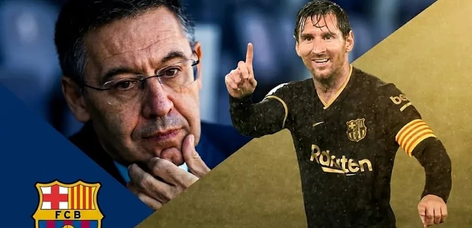 Lionel Messi celebrating a goal with Barcelona logo