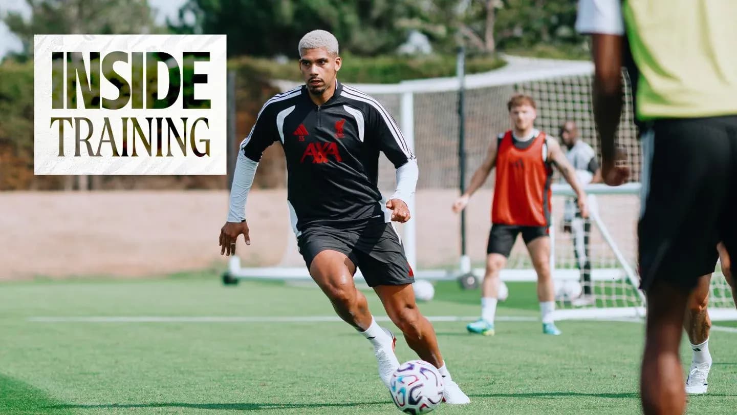 Player dribbling soccer ball during training session