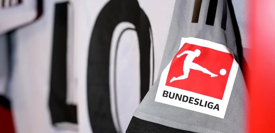 Close-up of Bundesliga logo on football jersey