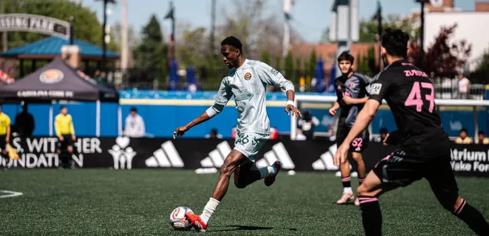 Player kicking ball during Inter Miami II match