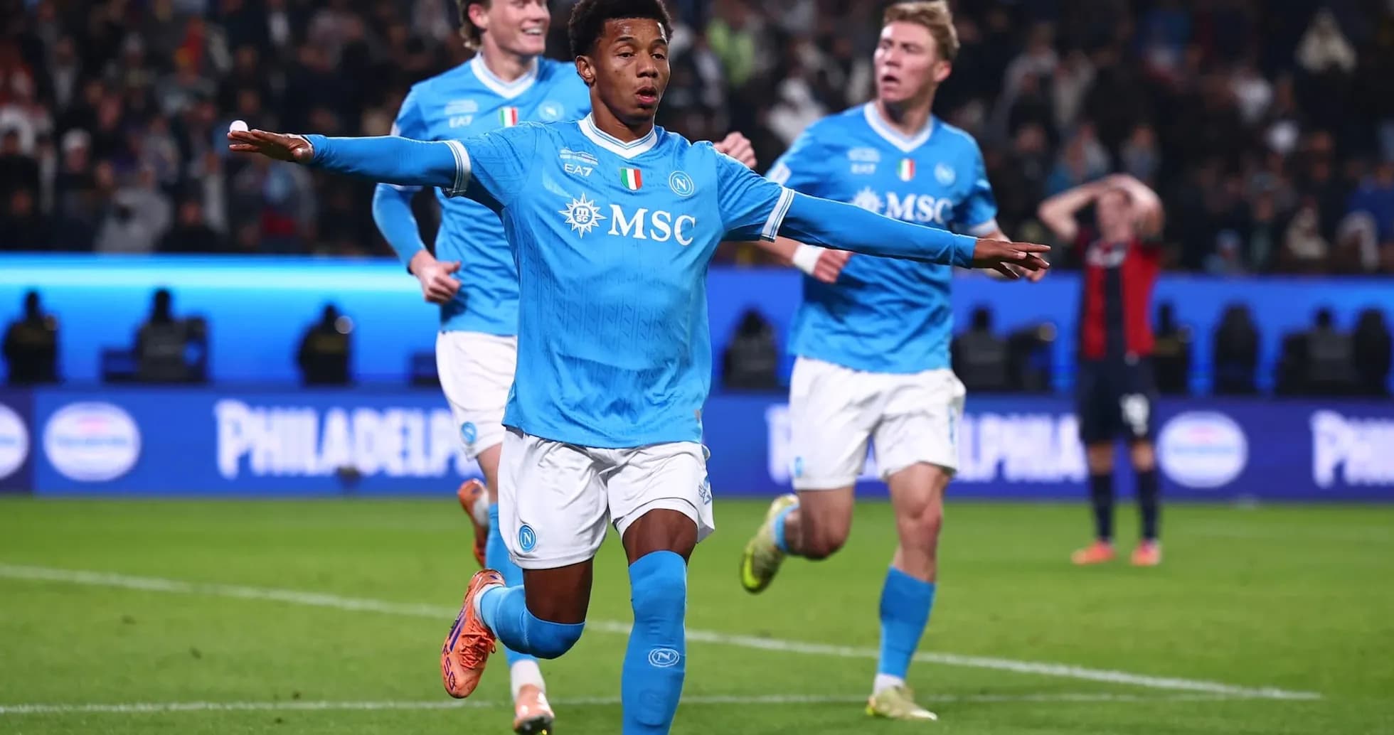 Napoli player celebrating a goal during match