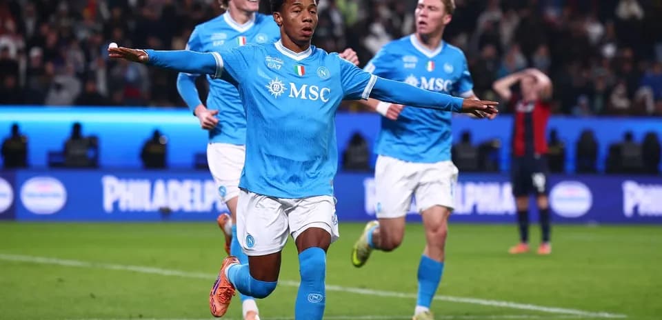 Napoli player celebrating a goal during match