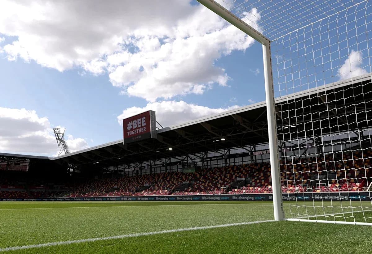View of goalpost and stadium seating at Brentford