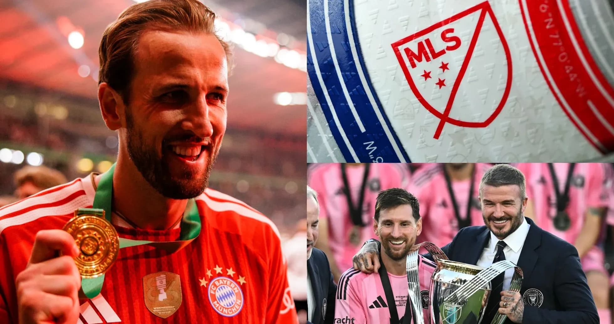 Collage of soccer highlights featuring players and logos