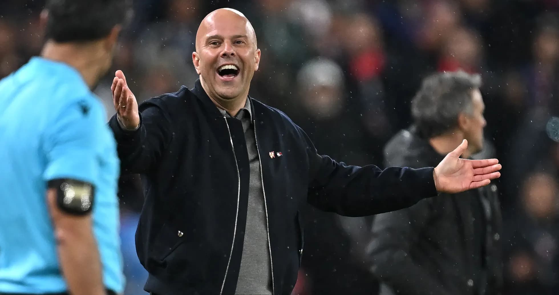 Coach arguing with referee during a match