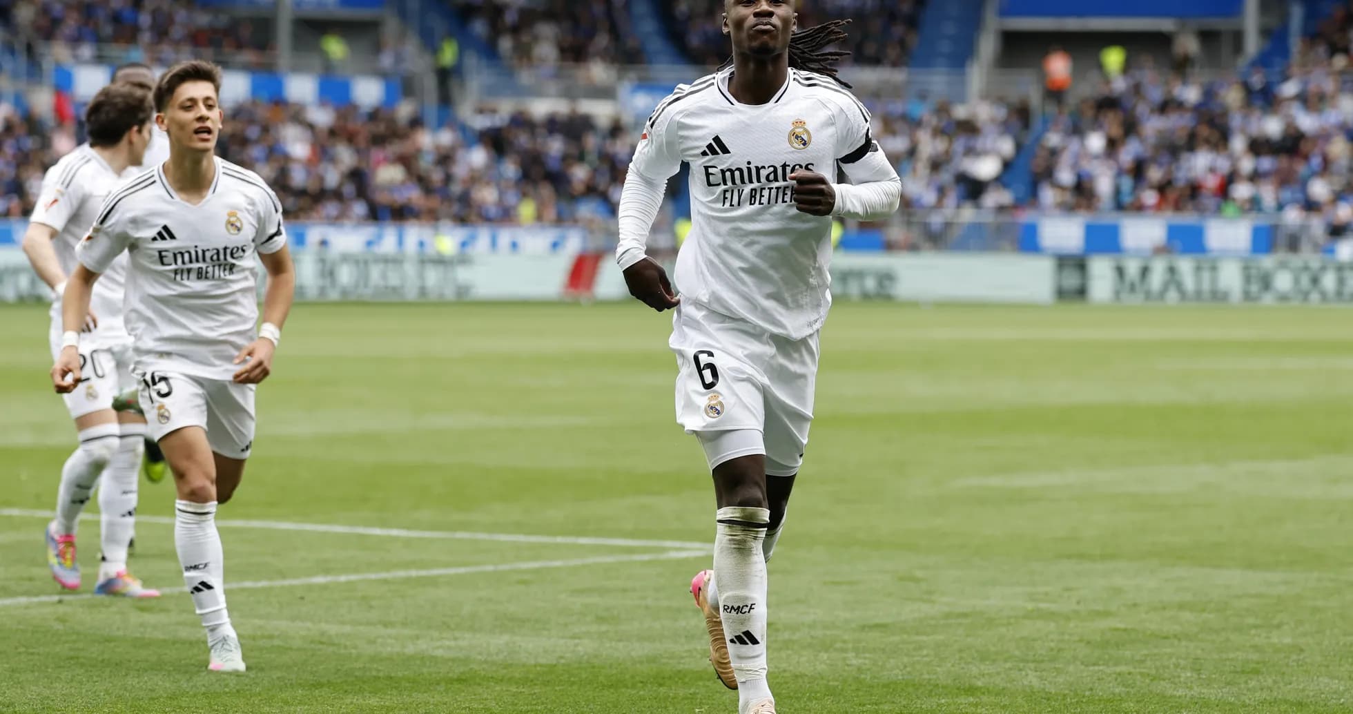Real Madrid players celebrating on the pitch
