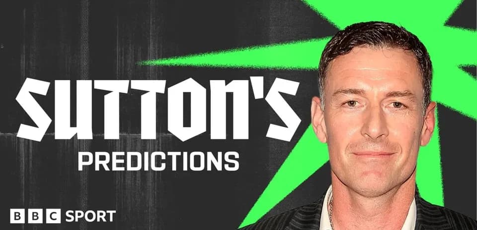 Man presenting Sutton's Predictions for BBC Sport