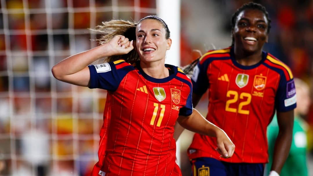 Spanish players celebrating a goal during match