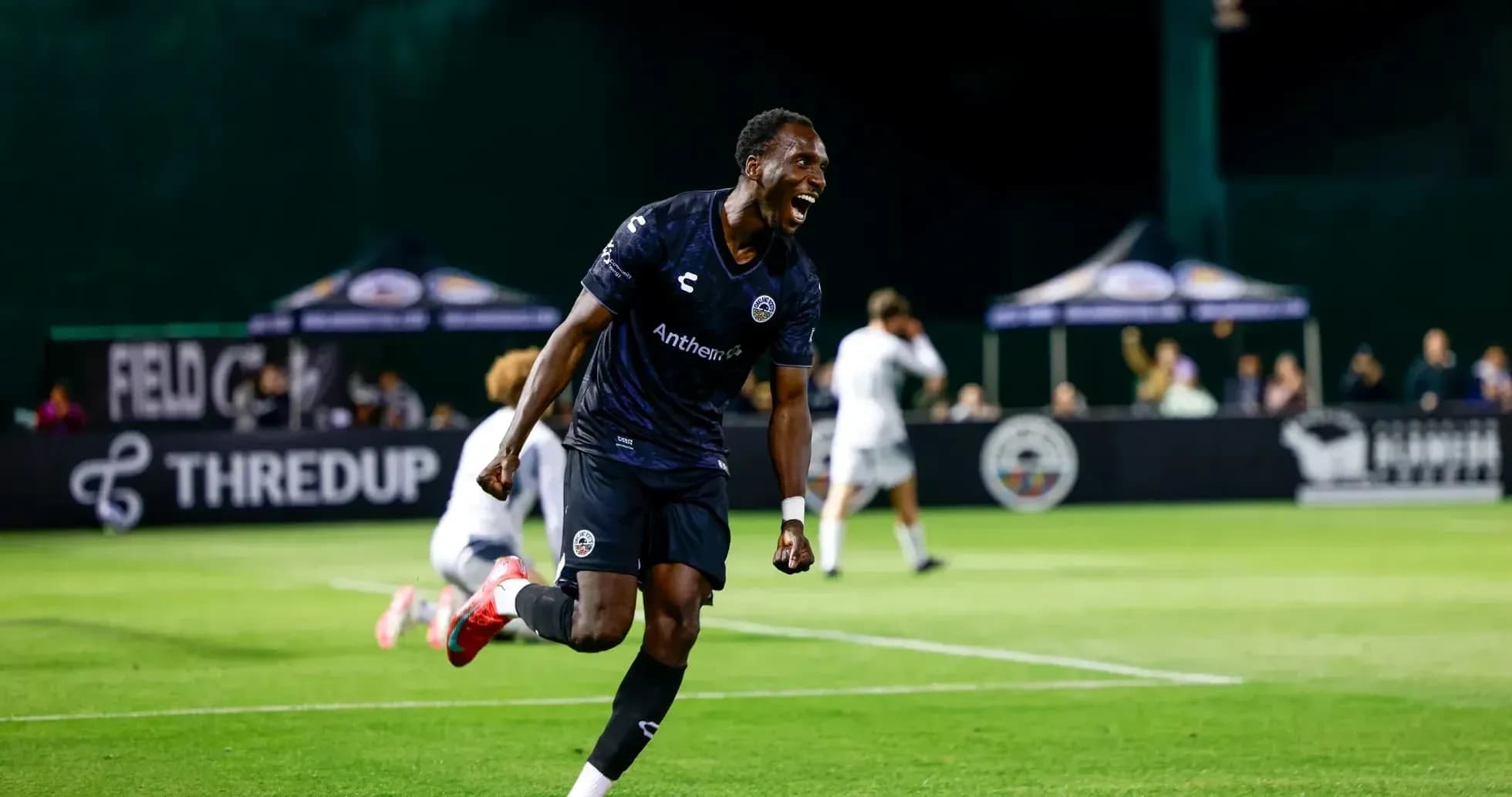 Player celebrating goal during Loudoun United match