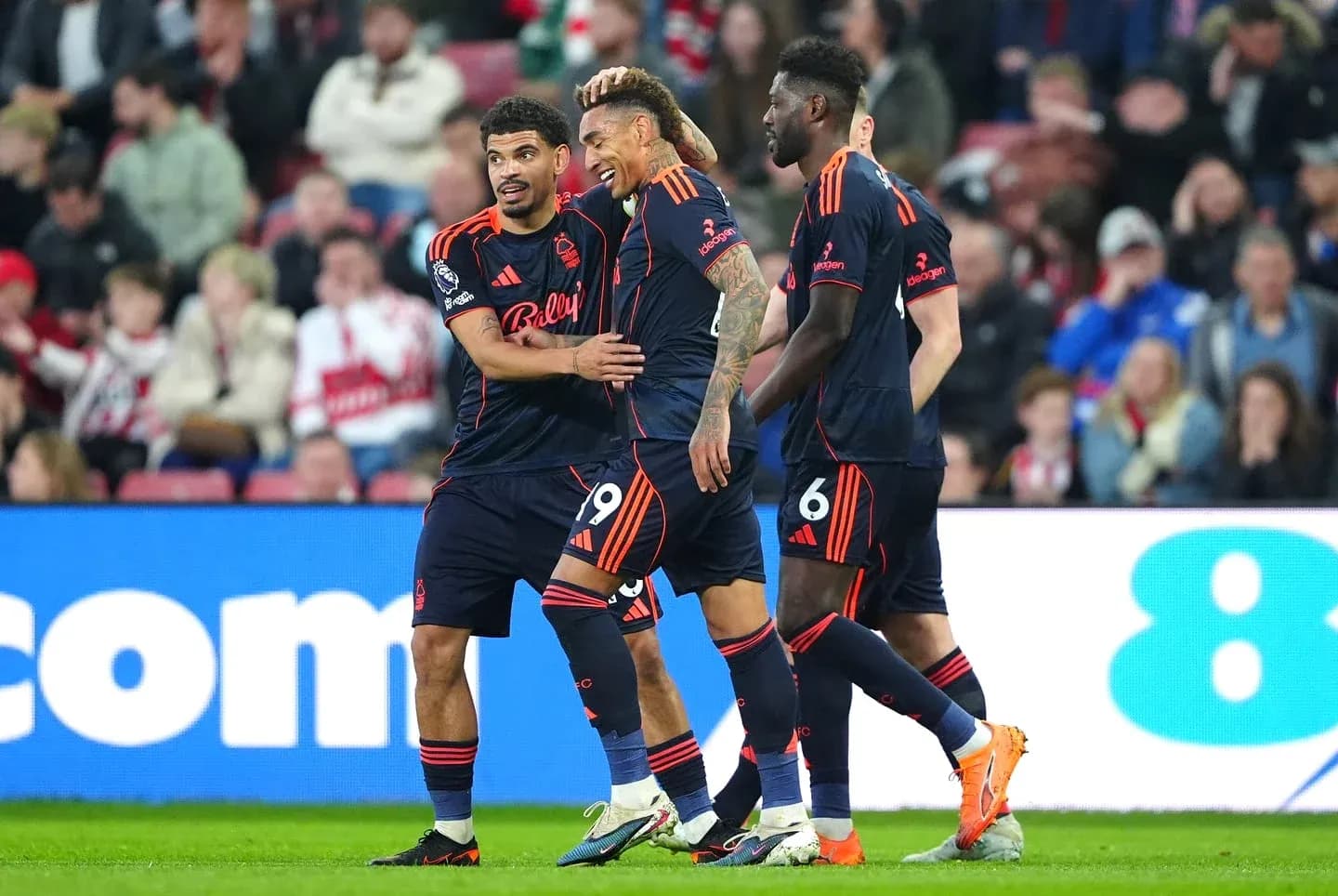 Nottingham Forest players celebrating a goal