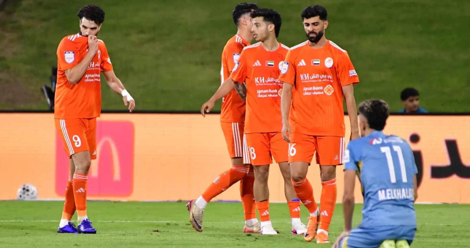 Ajman U23 players during match against Al Jazira U23