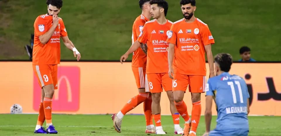 Ajman U23 players during match against Al Jazira U23