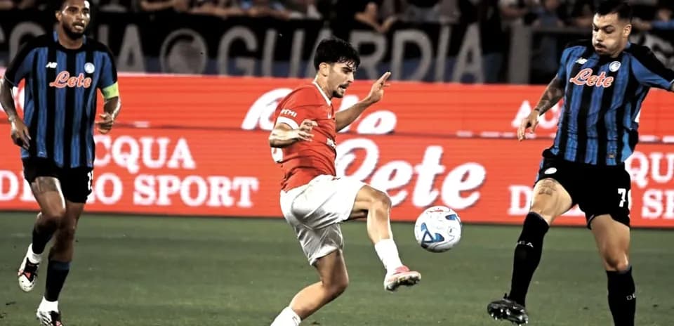 Player striking the ball during a match action