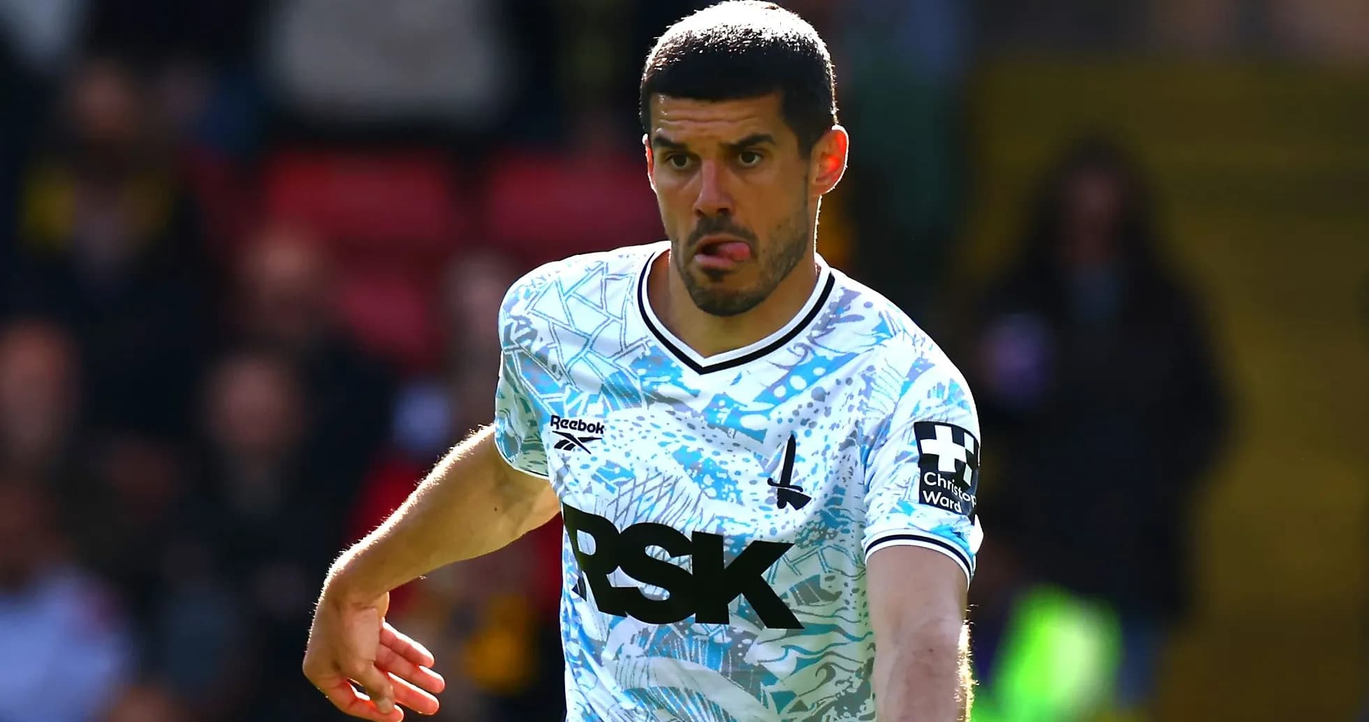 Player in action during a football match