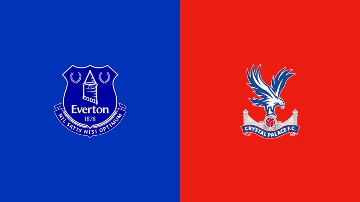 Logos of Everton and Crystal Palace on contrasting backgrounds