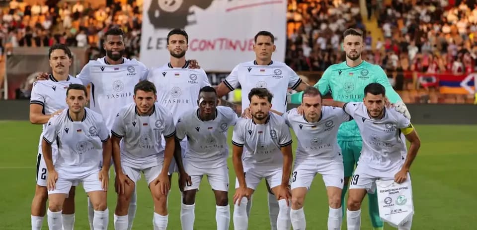 Ararat-Armenia team posing for UEFA match