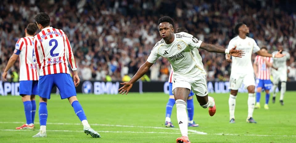 Vinicius Junior celebrating goal against Atletico Madrid