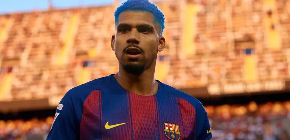 Player in FC Barcelona jersey at stadium