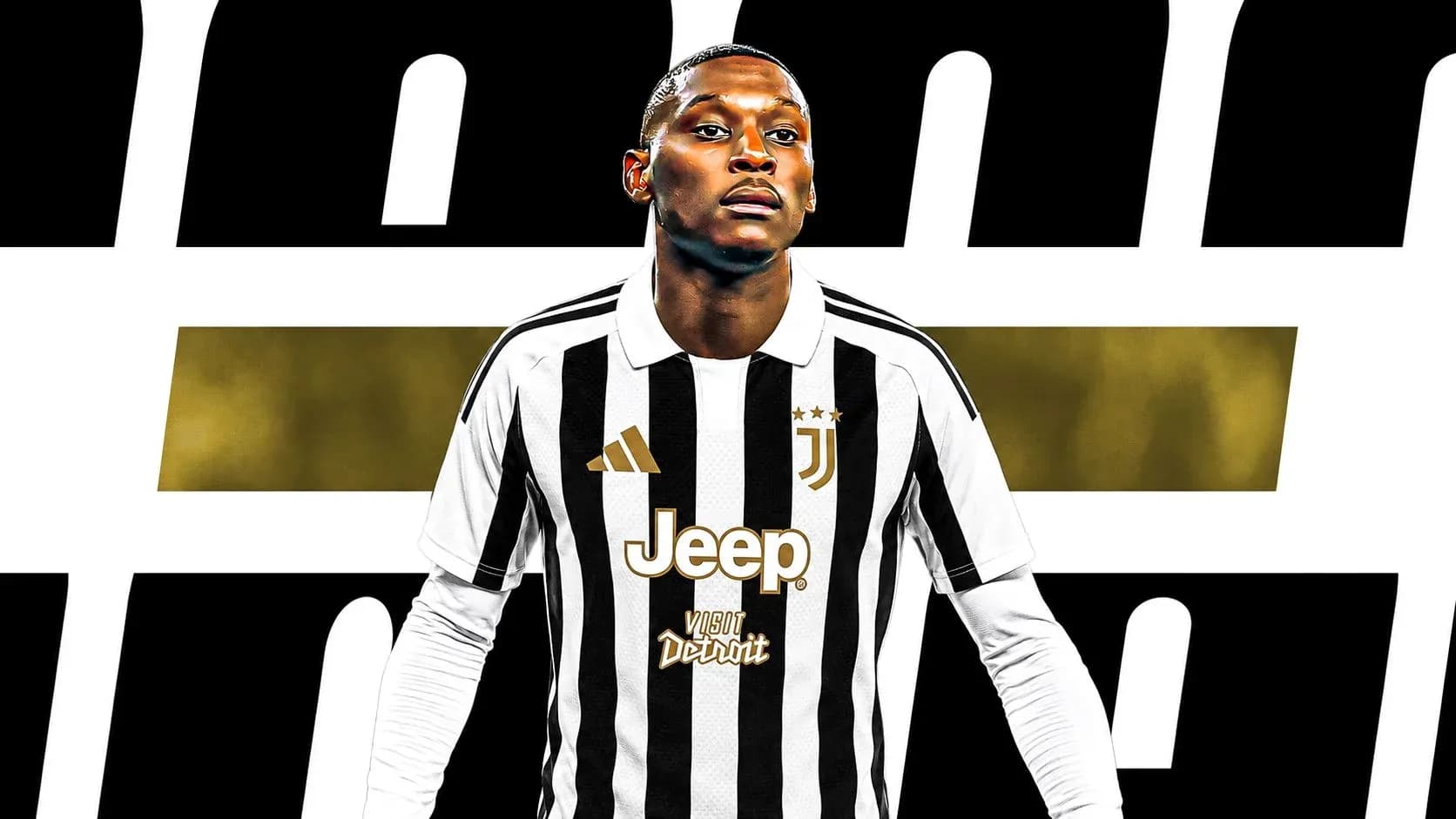 Player wearing Juventus jersey with sponsor logos