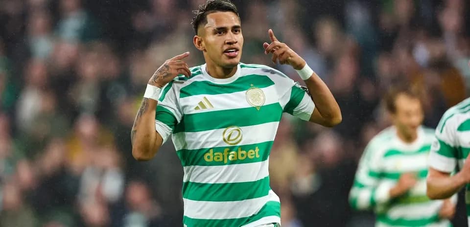 Player celebrating a goal in Celtic's home match
