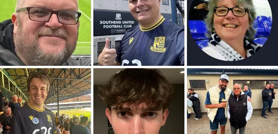 Collage of Southend United football fans at matches