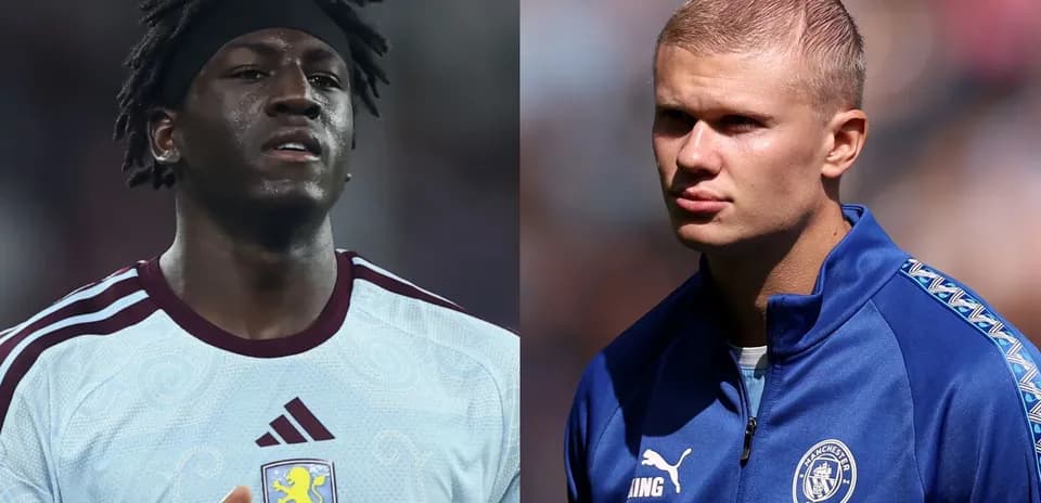 Two football players in team kits, side by side