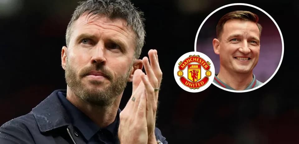 Manager clapping with Manchester United logo background