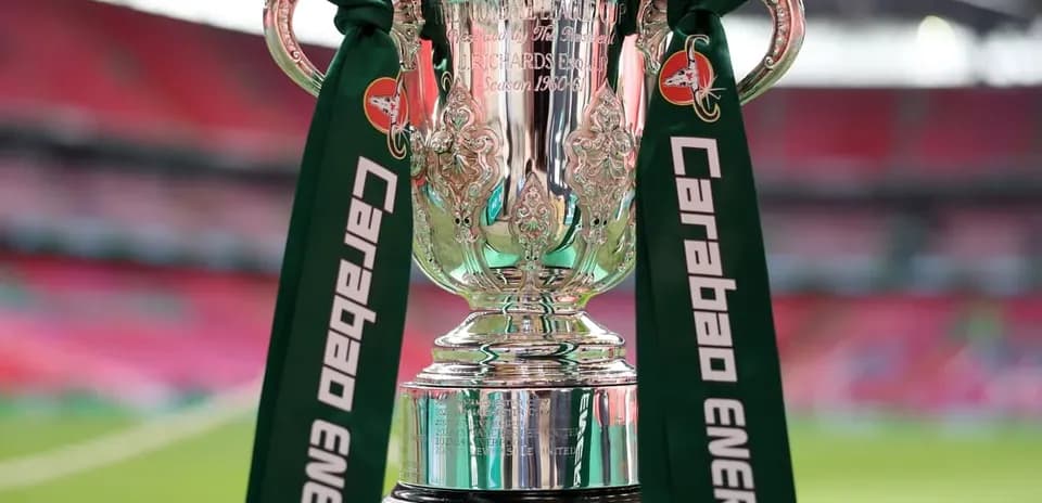 Carabao Cup trophy displayed at stadium