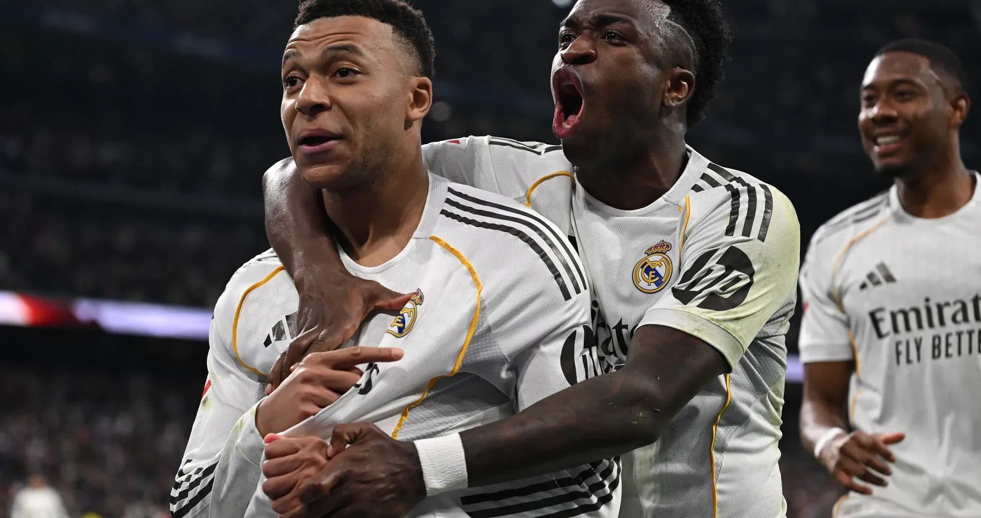 Real Madrid players celebrating a goal