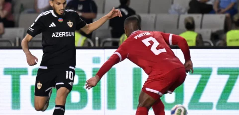 Player dribbling during Qarabag vs CSKA Sofia match