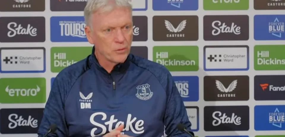 Manager speaking at press conference for Everton