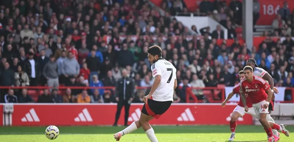 Player taking a penalty during Nottingham Forest match
