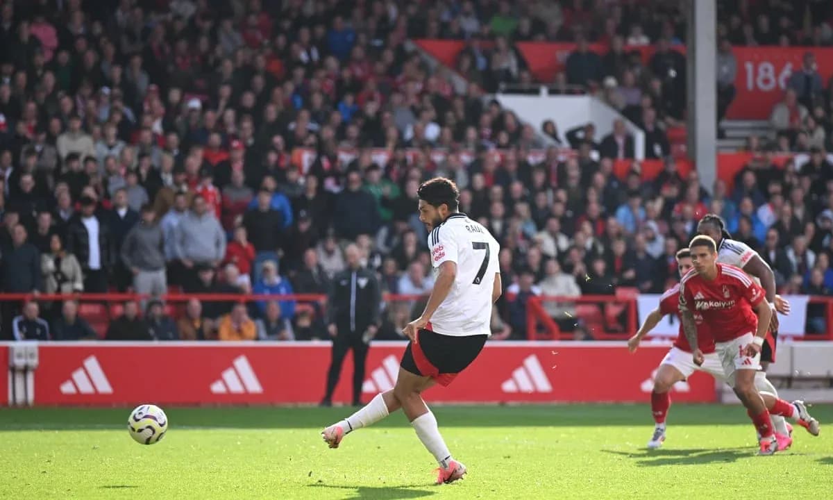 Player taking a penalty during Nottingham Forest match