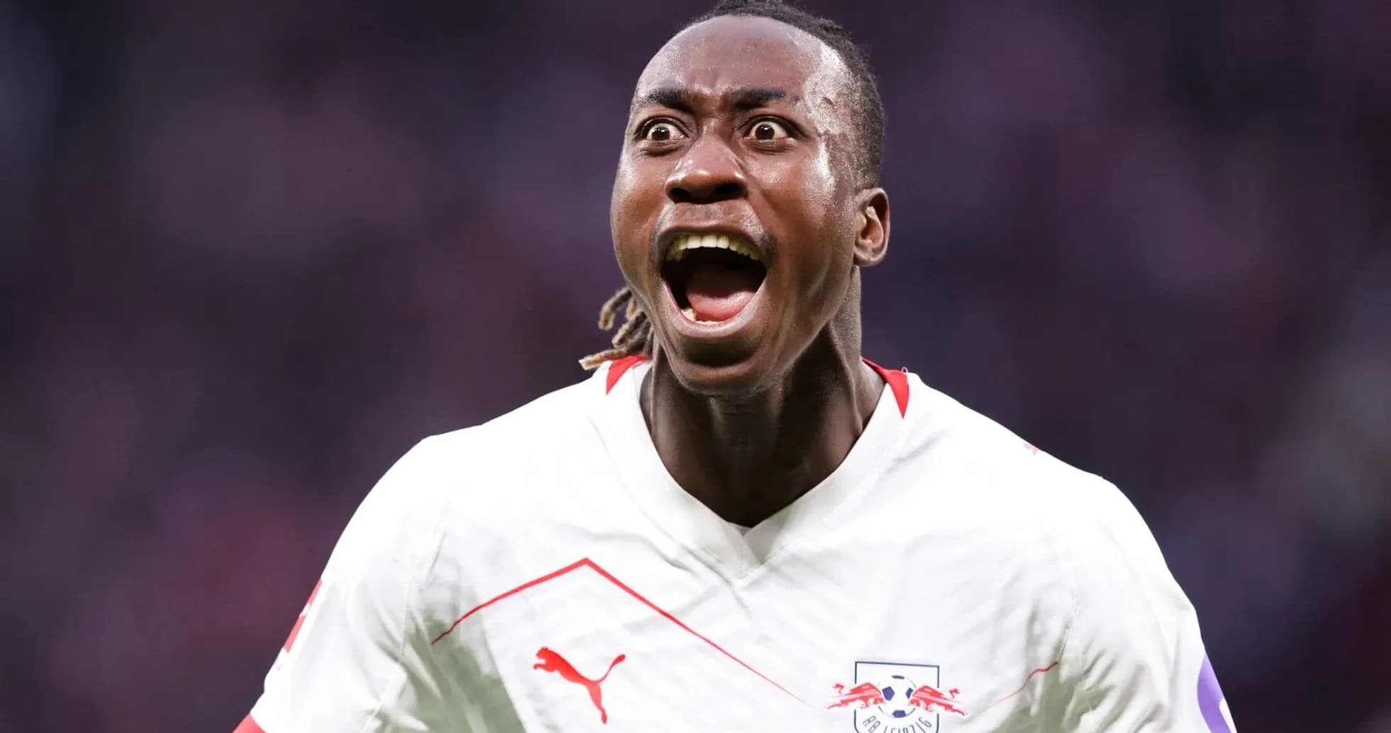 Player celebrating with excitement after scoring a goal