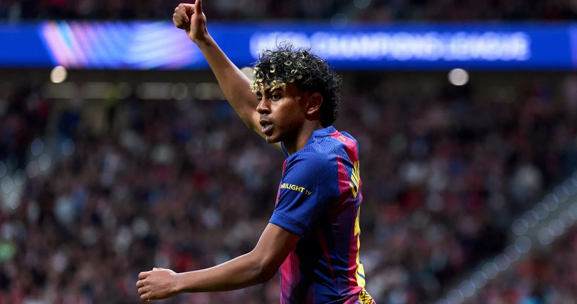 Player celebrating during UEFA Champions League match