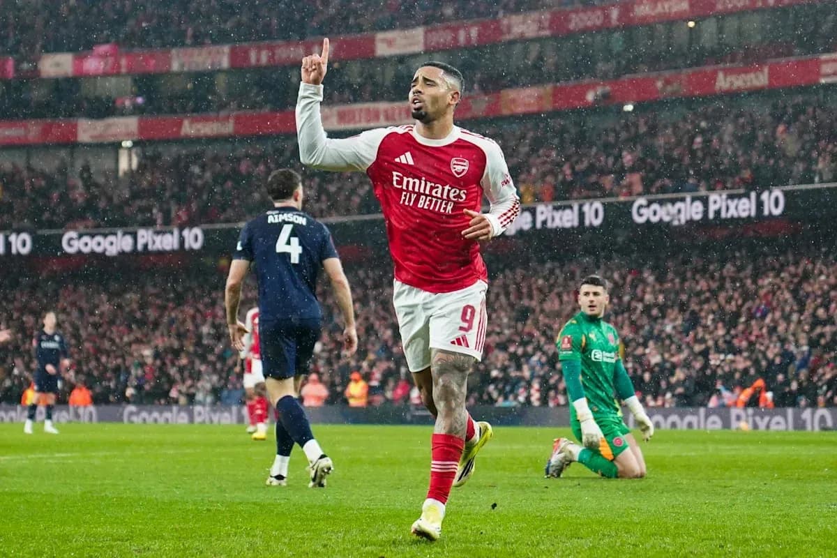 Arsenal player celebrating after scoring a goal