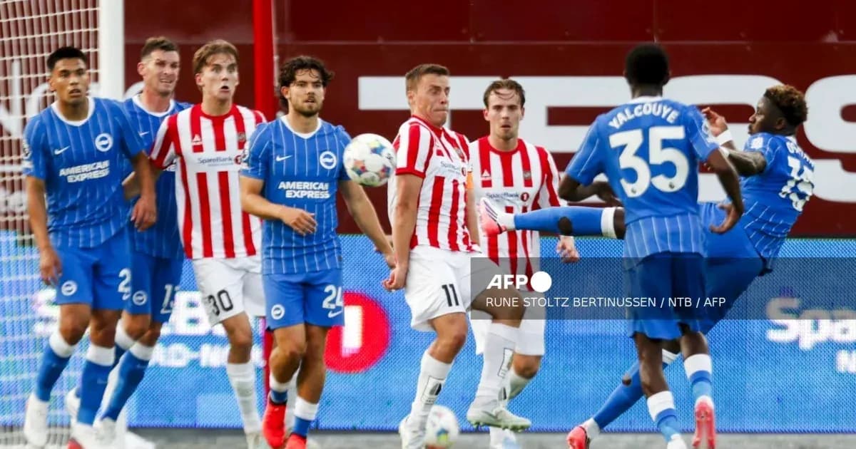 Players from Brighton and Brentford during match action