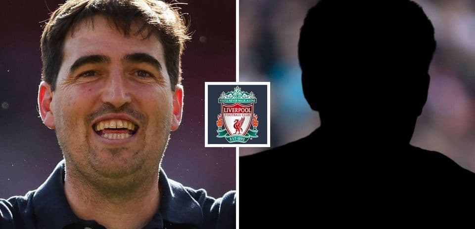 Smiling coach next to silhouette and Liverpool logo