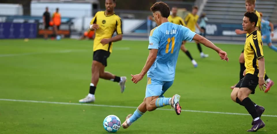 Player shooting the ball during JAX vs Charleston Battery