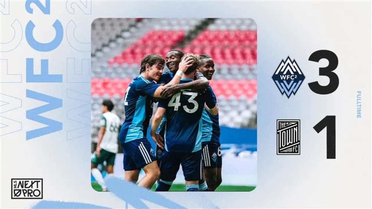 Vancouver Whitecaps II celebrating goal victory
