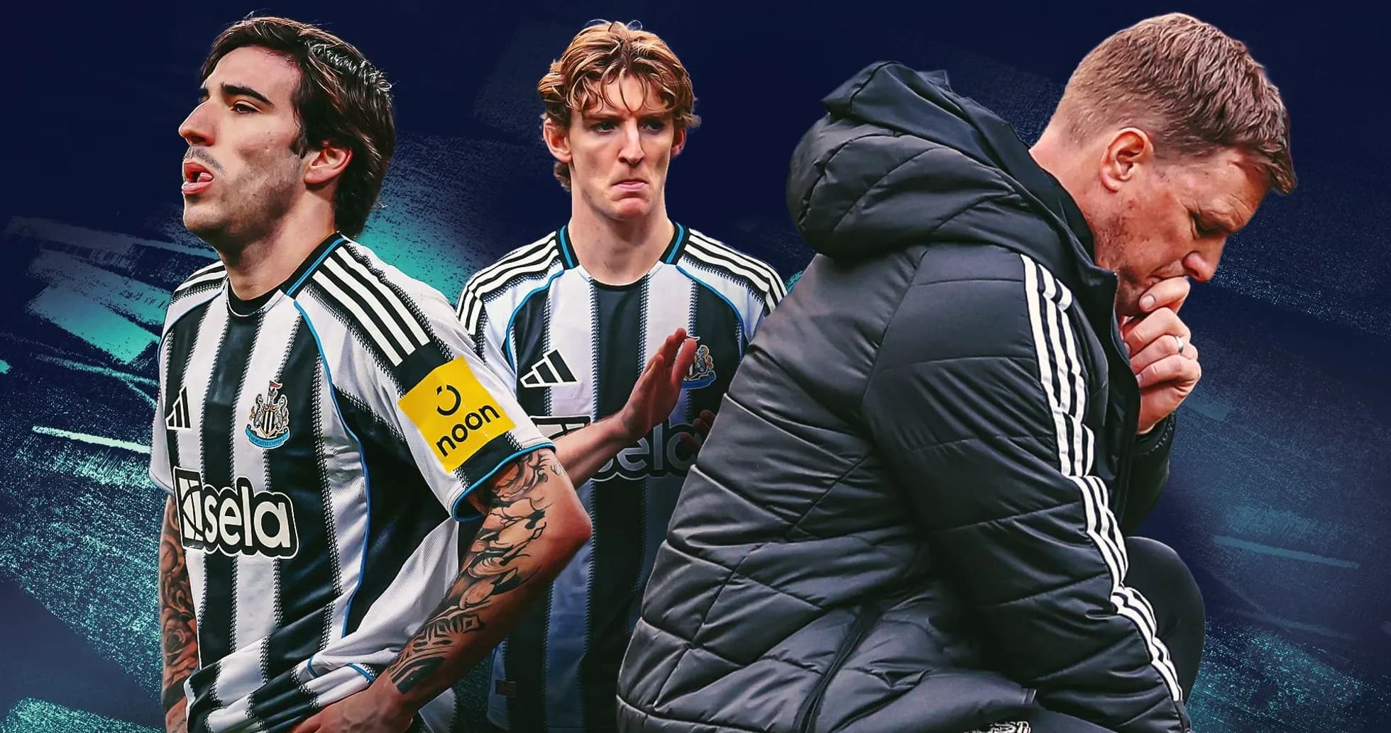 Newcastle players and manager during a match