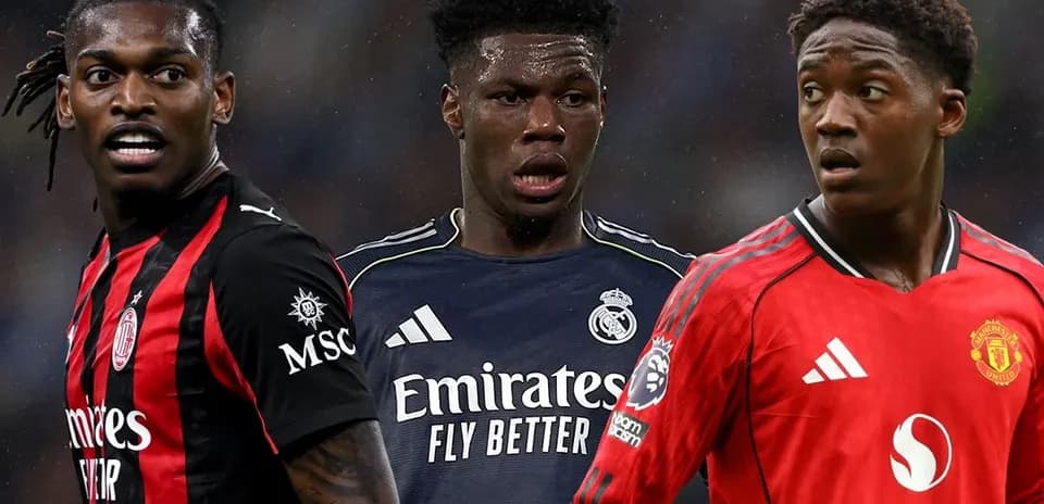 Three football players from AC Milan, Real Madrid, Manchester United