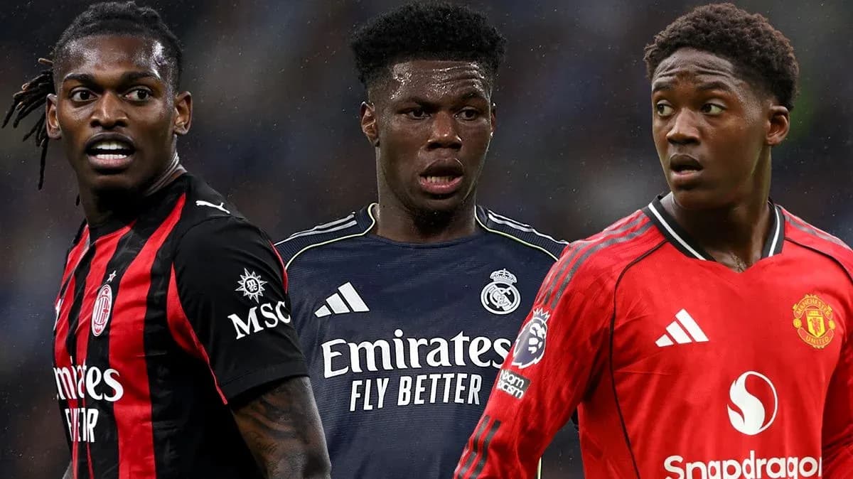 Three football players from AC Milan, Real Madrid, Manchester United